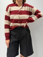Cardigan rigato misto mohair
