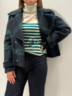 Cappotto doppiopetto corto tartan
