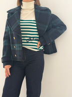 Cappotto doppiopetto corto tartan