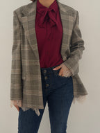 Blazer check con dettagli in pizzo