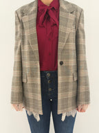 Blazer check con dettagli in pizzo