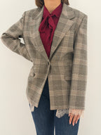 Blazer check con dettagli in pizzo